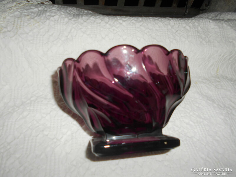 Üveg tál lila színű art deco stíl
