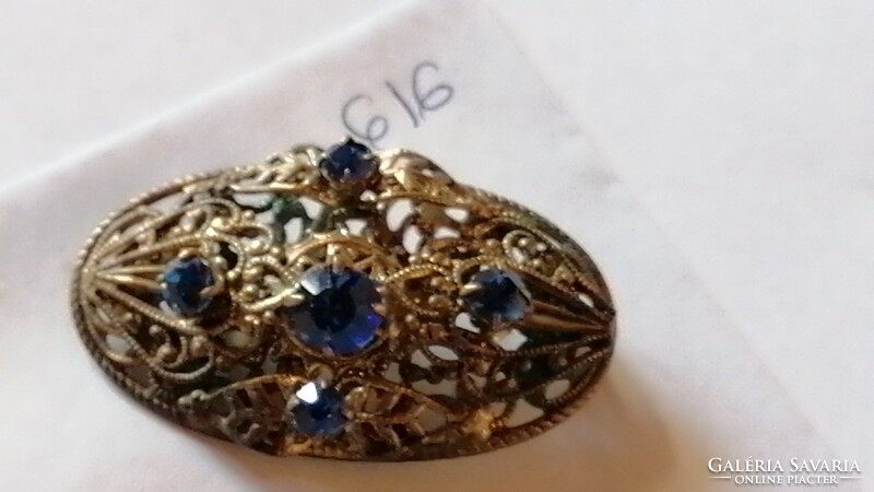 Old, handmade, bluestone flower brooch 616.