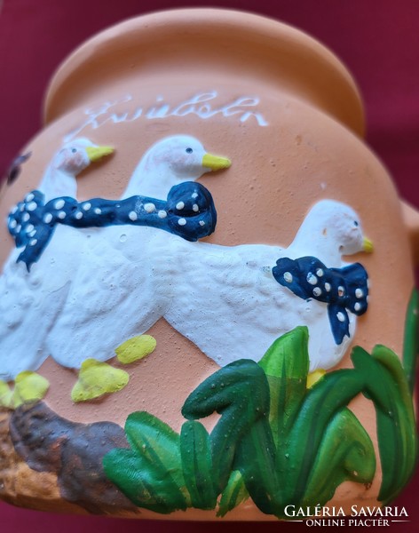 Libás húsvéti német kerámia hagyma tároló edény dekoráció kaspó