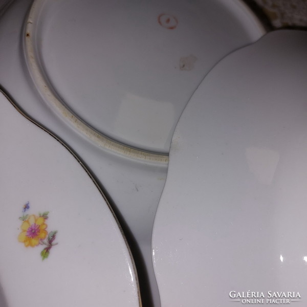 Zsolnay beautiful floral porcelain deep plates with gold edges