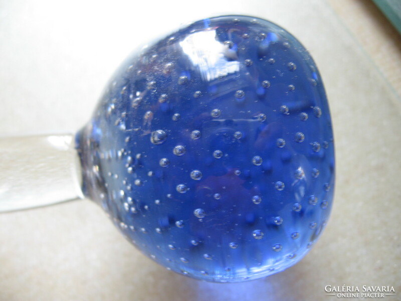 Buborékos kék aljú szálas váza cseh Zlatno