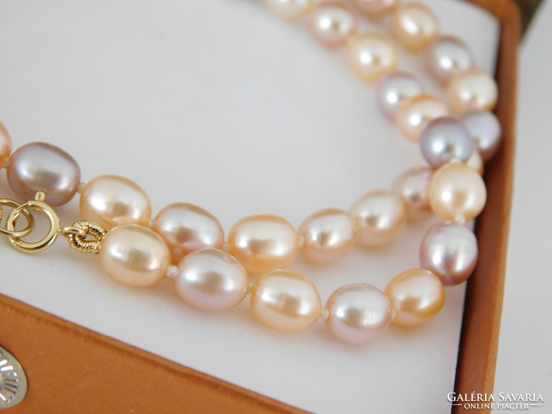 18 K Arany Multikolor Gyönyörű Gyöngy Nyaklánc