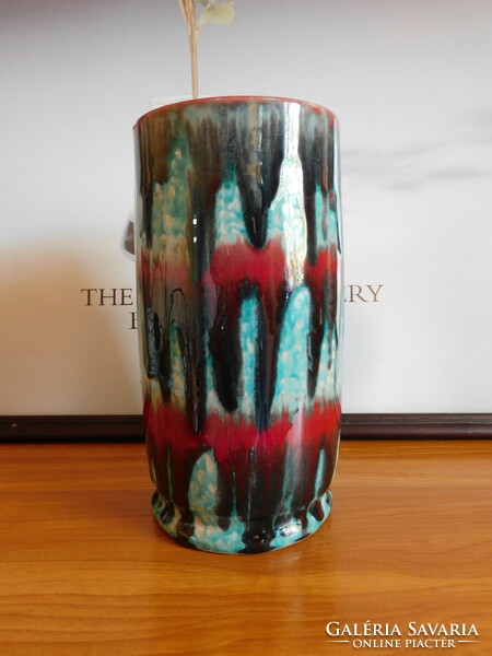 Retro industrial artist ceramic cylinder vase 20.5 Cm - knocking on the mouth