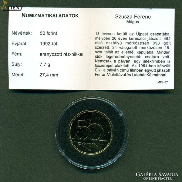Gold-plated 50 ft Susa Ferenc unc with colored rr certificate