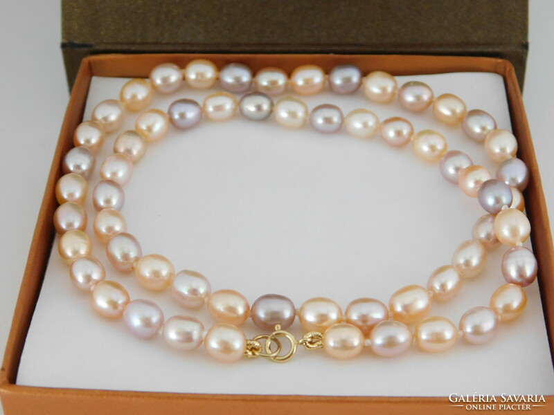 18 K gold multicolored beautiful pearl necklace