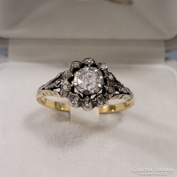 Antique 14k daisy gold women's diamond ring 2.84 g