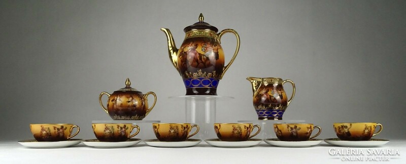 1Q621 old beautiful flawless Bohemian porcelain coffee set on offering tray
