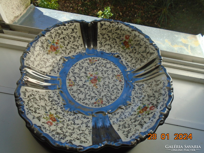 1930 Rudolf Wachter net-like small silver and embossed bowl decorated with colorful Meissen flowers