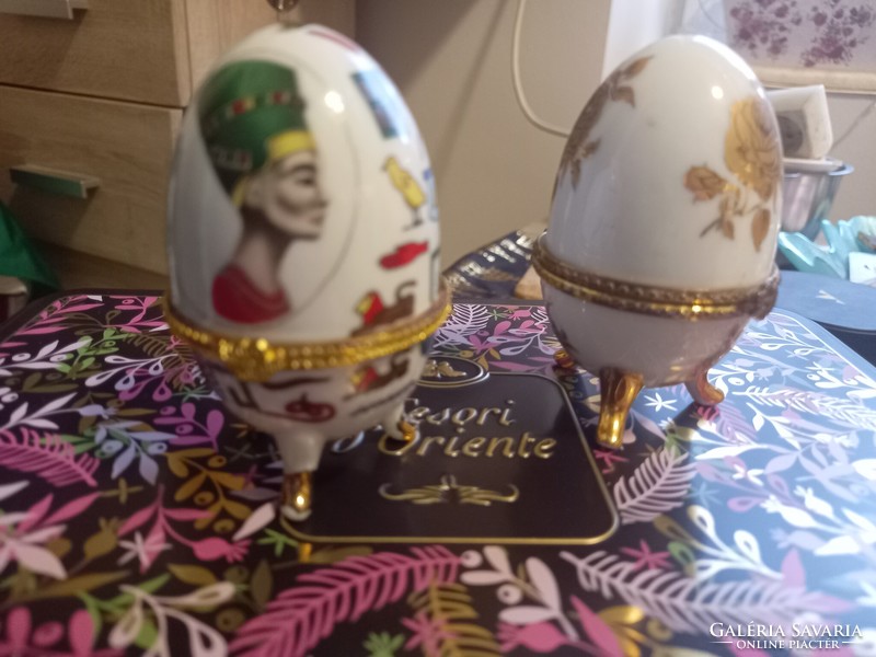 Fabergé porcelán ékszertartó tojások (antik, használt)