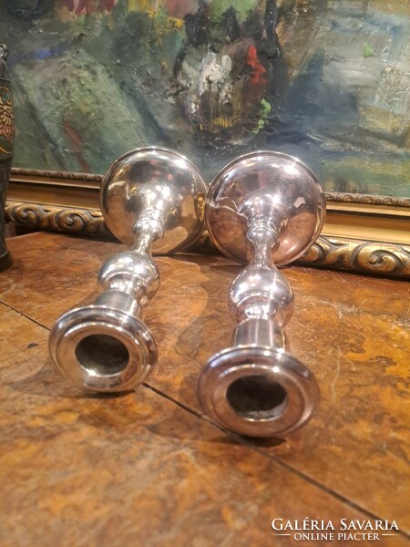 Original antique Berndorf silver-plated candlestick pair 1870