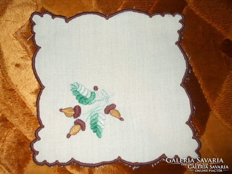 Acorn-patterned handmade tablecloths, sun fabric, machine hemmed, unused