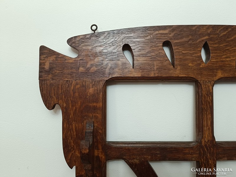 Antik vadász bútor puska tartó kemény fa szecessziós jugendstil fali bútor fegyver tár 815 8258