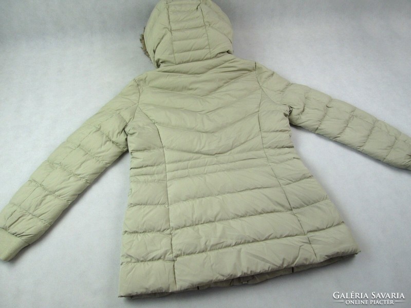 Original tommy hilfiger (l) women's luxury quality hooded quilted beige jacket