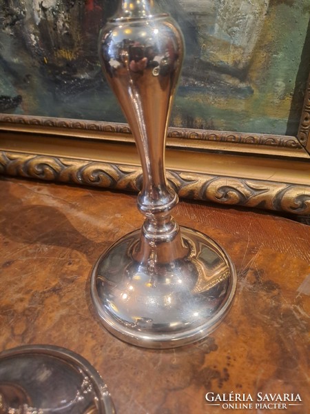 Original antique Berndorf silver-plated candlestick pair 1870