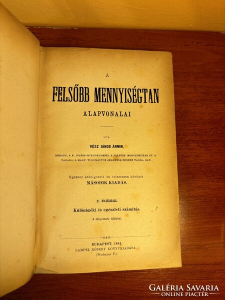 Vész: A felsőbb mennyiségtan alapvonalai I-II. (1881)