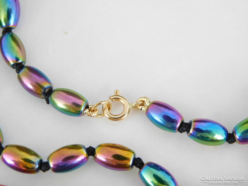14K gold hematite rainbow necklace