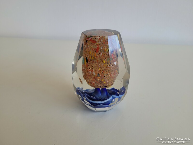 Muránói színes üveg levélnehezék díszüveg 10 cm