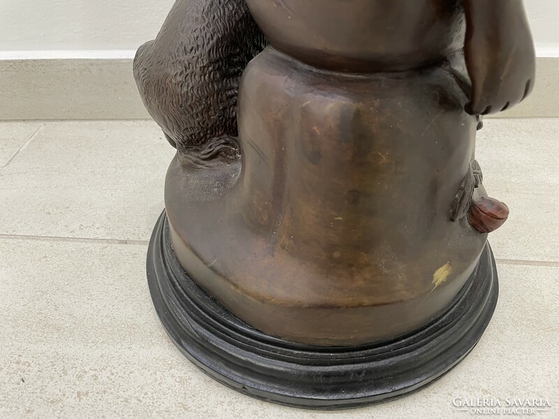 Johannes Dommisse bronz szobor puttó kutyás figura 43cm