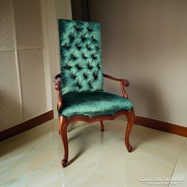 Antique style hardwood frame armchair