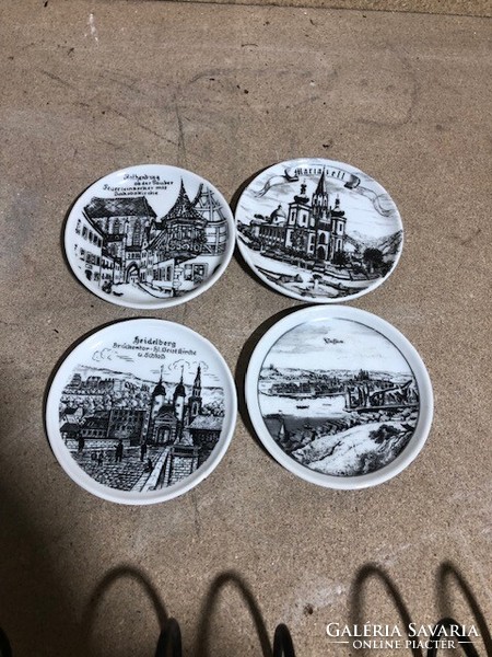 German wall decorative plates, 4 pieces, 12 cm, marked. 2074