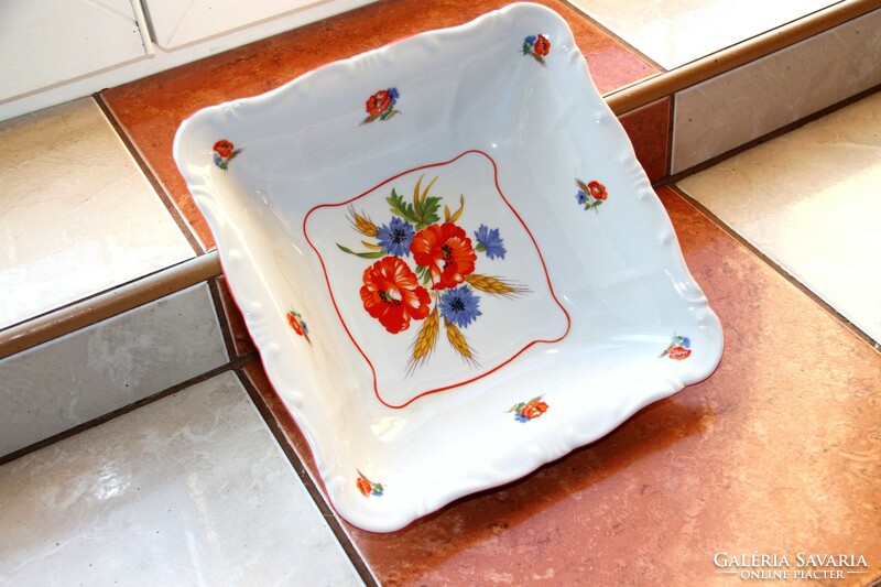 Zsolnay poppies floral square tray