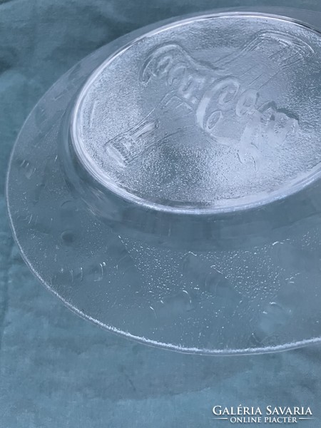 Glass plate with Coca-cola inscription