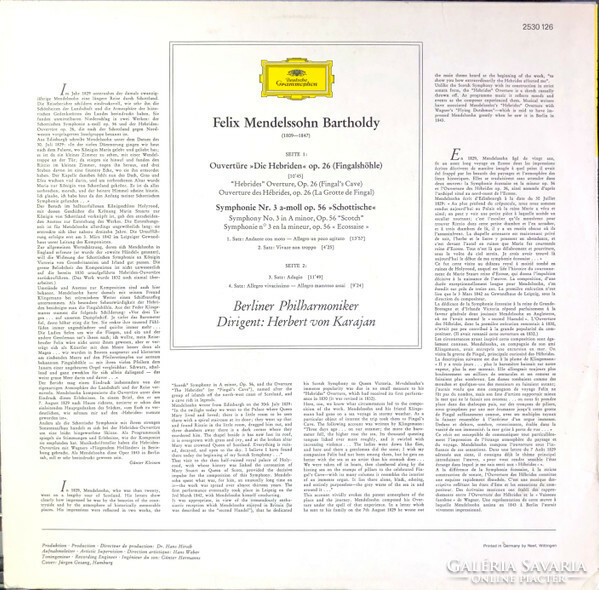 Mendelssohn Bartholdy - • Karajan - Symphonie Nr. 3 »Schottische« • Hebriden-Ouvertüre (LP)