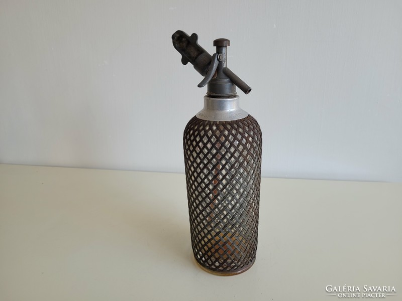 Old vintage mesh patent autosyphon soda siphon 1930 metal mesh soda bottle siphon