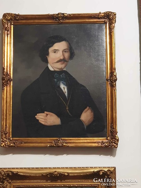 19.századi ISMERETLEN festőművész gyönyörűen megfestett Magyar Nemes portréja ,élénk szín világgal.