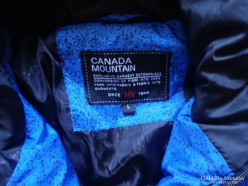 Canada Mountain kék fekete kapucnis női hegyi túra pufi kabát túrakabát dzseki pufidzseki pufikabát