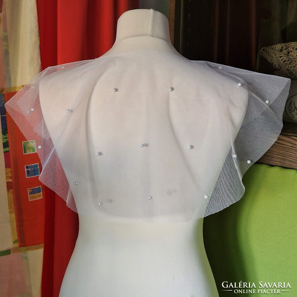 Wedding bol60 - elegant white beaded bolero, cape - for children