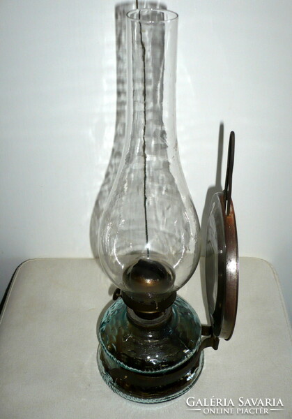 Spotlight wall or table kerosene lamp, old glass body, 38 cm. High