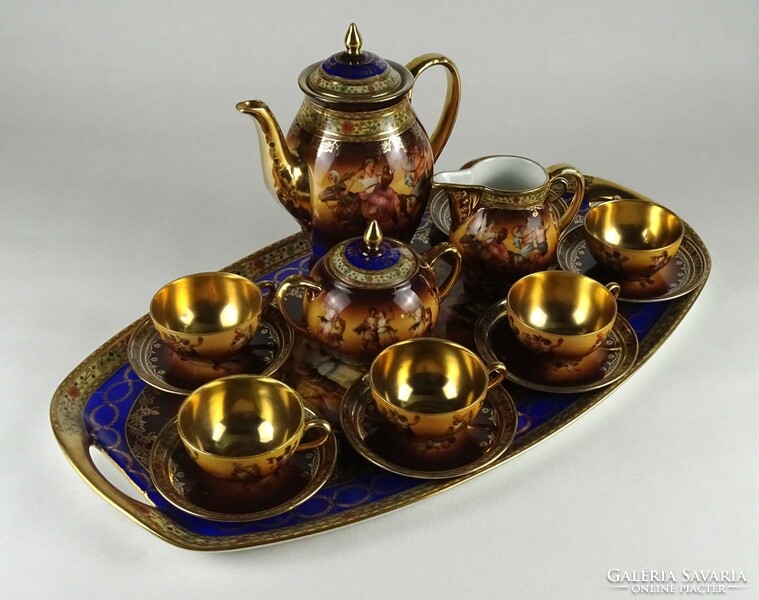 1Q621 old beautiful flawless Bohemian porcelain coffee set on offering tray