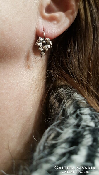 Art Nouveau style ----, 1940s ----- graceful silver earrings tested - handmade, ------