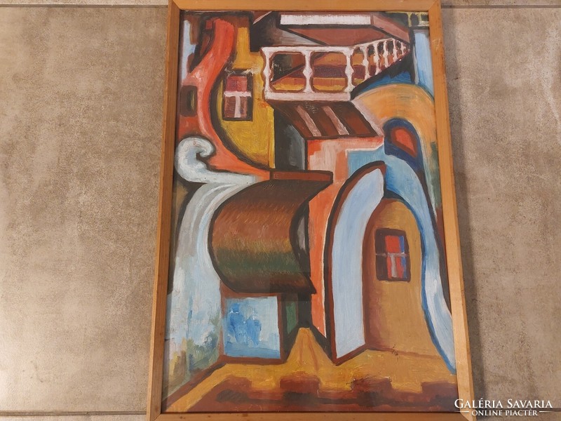 (K) Absztrakt festmény 42 x 61 cm kerettel