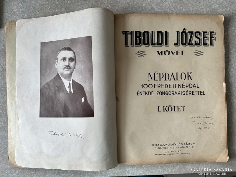 Tiszteletpéldány dedikálva Tiboldi József által 1940