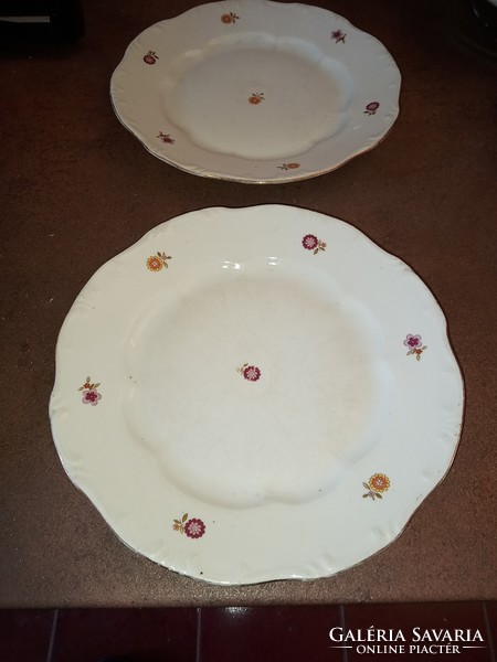 Zsolnay small floral feathered gilded flat plate for replacement 2 pcs