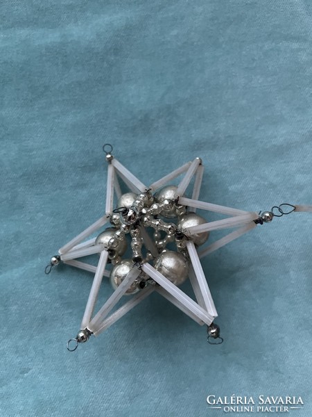Old tapestry, glass Christmas tree ornament, star