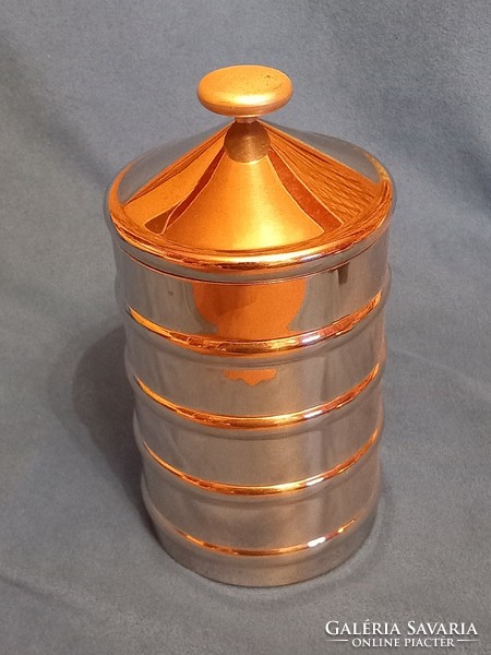 ALESSI CLARE BRASS Design Kalisto különleges olasz rozsdamentes acél fedeles konyhai tároló doboz