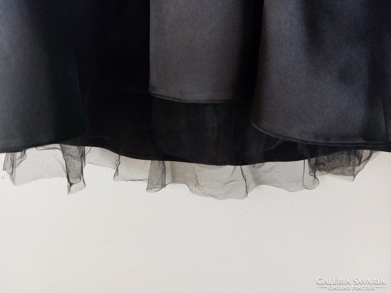 Black silk casual dress with tulle bottom