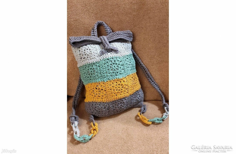Crocheted backpack with a unique pattern