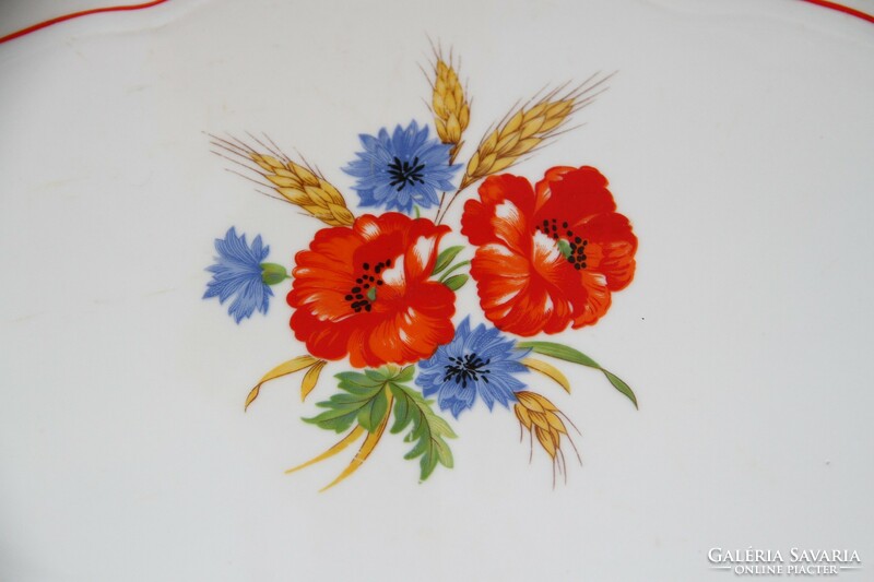 Oval serving bowl with Zsolnay poppies