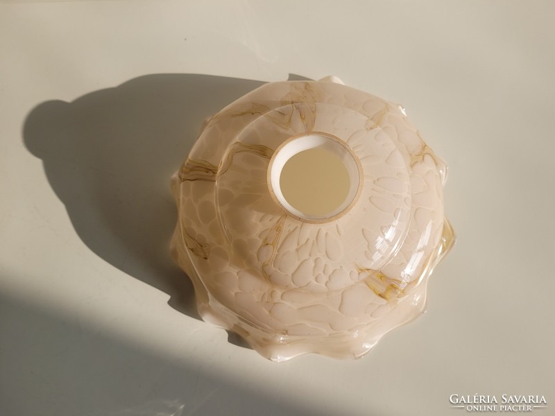Régi art deco fodros szélű bézs üveg mennyezeti lámpabúra konyha lámpa csillár