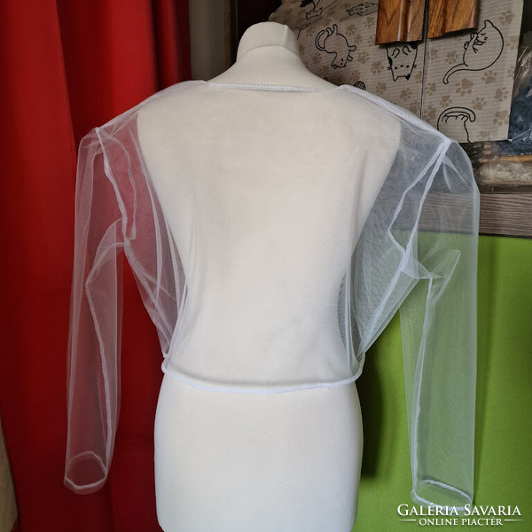 Wedding bol82 - ecru bridal long sleeved tulle bolero