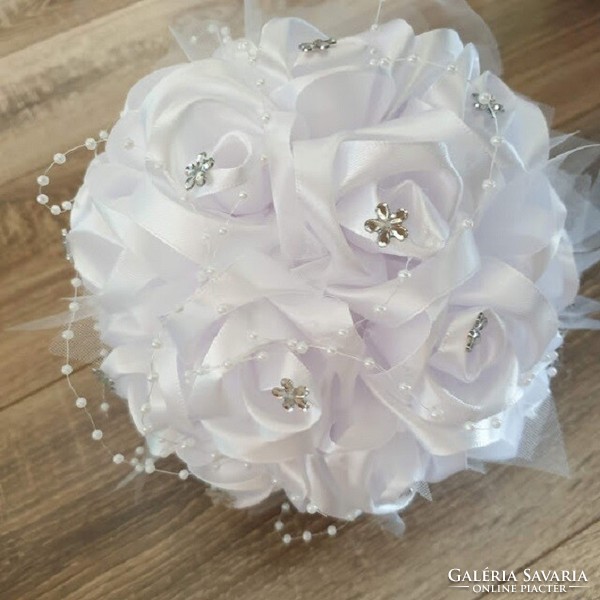 Wedding mcs03 - 18x22cm bridal bouquet + 21x23cm ring pillow of snow-white satin roses