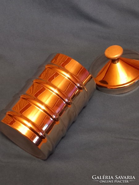 ALESSI CLARE BRASS Design Kalisto különleges olasz rozsdamentes acél fedeles konyhai tároló doboz