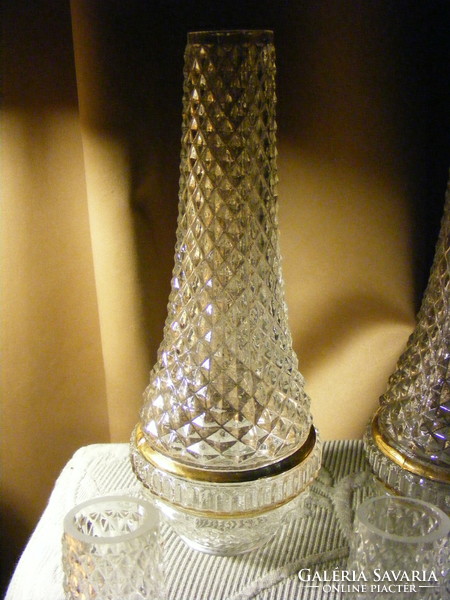 Retro petróleum lámpa üveg búra aranyozott szegéllyel