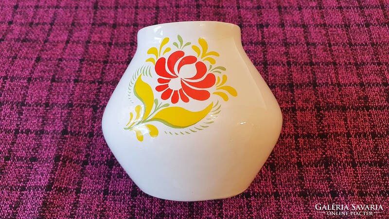 A tiny, old ceramic craftsman's vase. 9 cm.