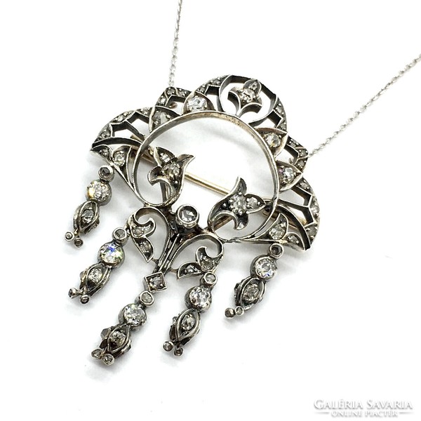 3644. Art deco necklace/brooch with diamonds