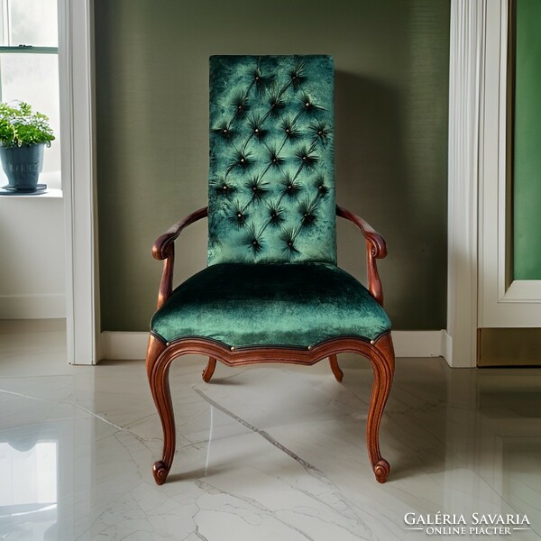 Antique style hardwood frame armchair